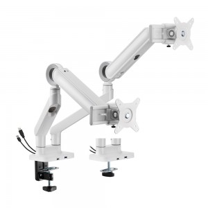 Brateck LDT75-C024UCS Designer Premium Dual Monitor Spring-Assisted Monitor Arm with USB-A/USB-C Ports