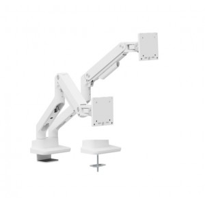 Brateck LDT81-C024-W NOTEWORTHY HEAVY-DUTY GAS SPRING DUAL MONITOR ARM Fit Most 17"-35" Monitor Fine Texture White
