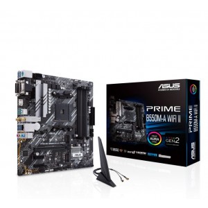 ASUS AMD B550 PRIME B550M-A WIFI II (WI-FI) (Ryzen AM4) Micro ATX motherboard,dual M.2, PCIe 4.0, Wi-Fi 6, 1 Gb Ethernet, HDMI, DVI-D, D-Sub, SATA 6 G