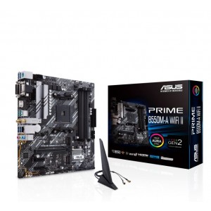 ASUS PRIME B550M-A WIFI II AMD B550M (Ryzen AM4) Micro-ATX Motherboard, DDR4, Dual M.2, PCIe 4.0, Wi-Fi 6, 1 Gb Ethernet, HDMI, DVI-D, D-Sub, SATA 6G