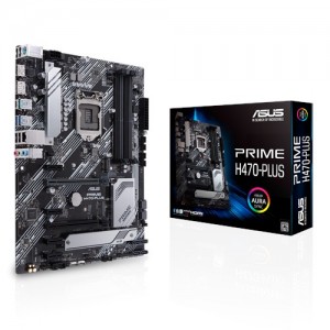 ASUS PRIME H470-PLUS ATX Motherboard 10th Gen LGA1200 DDR4 2933MHz, 2xM.2, 6xSAATA, DP, HDMI, CrossFire, Raid, Thunderbolt, Aura Sync RGB