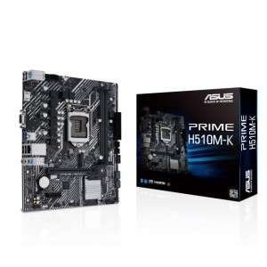 ASUS PRIME H510M-K Intel LGA 1200 Micro ATX motherboard with PCIe 4.0, 32Gbps M.2 slot, Intel 1 Gb Ethernet, HDMI, D-Sub, USB 3.2 Gen 1 Type-
