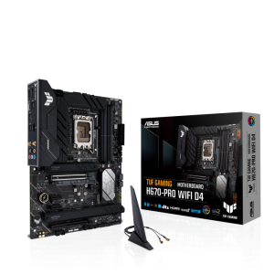 ASUS TUF GAMING H670-PRO WIFI D4 Intel LGA 1700 ATX Motherboard DDR4 PCIE5.0 4xPCIe 4.0 M.2, WiFi 6 2.5 GB Ethernet, DP HDMI USB-C. Aura Sync (WIFI6)