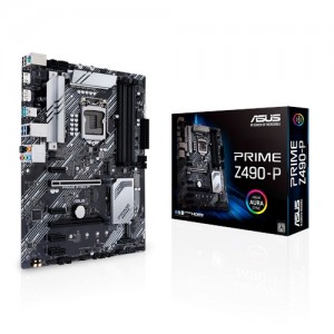 ASUS PRIME Z490-P Intel Z490 10th Gen LGA1200 ATX MB DDR4 1xDP 1xHDMI 2xUSB3.2 1xPCIe3.0 4xSATA 2xM.2 Thunderbolt Aura Sync RGB