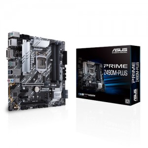 ASUS PRIME Z490M-PLUS Intel Z490 10th Gen LGA1200 mATX MB DDR4 1xDP 1xHDMI DVI-D 4xUSB3.2 1xPCIe3.0 VRM Aluminium Heatsink Non-RGB