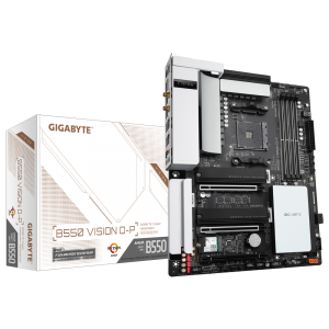 Gigabyte B550 VISION D-P AMD Ryzen ATX Motherboard 4xDDR4 4xSATAIII 2xM.2 LAN RAID WIFI6 BT 3xPCIEx16 HDMI 4xUSB3.2 2xUSB-C