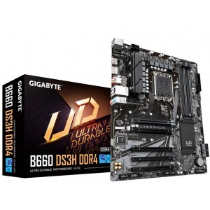 Gigabyte B660 DS3H DDR4 Intel LGA 1700 ATX Motherboard, 4x DDR4 ~128GB, 4x PCI-E x16, 2x M.2, 4x SATA, 2x USB-C, 2x USB 3.2,4 x USB 2.0