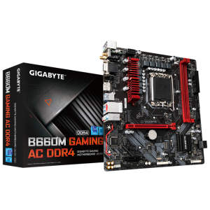 Gigabyte B660M GAMING AC DDR4 Intel LGA 1700 mATX Motherboard, 2x DDR4 ~64GB, 1x PCI-E x16, 1x PCI=E x1, 2x M.2, 4x SATA, 1x USB-C, 3x USB 3.2