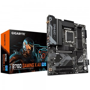 Gigabyte B760 GAMING X AX Intel LGA 1700 ATX Motherboard, 4x DDR5 ~128GB, 3x PCI-E x16, 3x M.2, 4x SATA, 2x USB 3.2, 1x USB-C, 5x USB 2.0