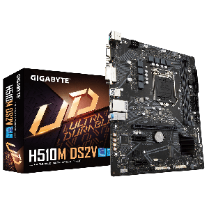 Gigabyte H510M DS2V Intel Micro ATX Motherboard, 2x DDR4 1x PCI-E x16, 2x PCI-E x1, 1x M.2, 4x SATAIII, 2x USB 3.2, 4x USB 2.0