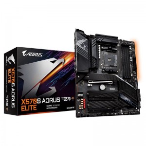 Gigabyte X570S AORUS ELITE AMD Ryzen AM4 ATX Motherboard, 4x DDR4 ~128GB, 3x PCI-E x16, 3x M.2, 6x SATAIII, RAID 0/1/10, 1x USB-C, 4x USB 3.2