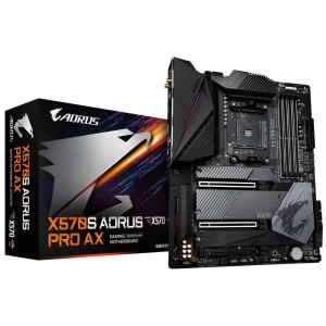 Gigabyte X570S AORUS PRO AX AMD Ryzen AM4 ATX Motherboard, 4x DDR4 ~128GB, 3x PCI-E x16, 3x M.2, 6x SATA3, 1x USB-C, 7x USB 3.2, 4x USB 2.0