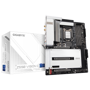 Gigabyte Z590 VISION D Intel ATX Motherboard, 4x DDR4, Intel Wi-Fi 6 AX200, 3x PCI-e x16, 1x PCI-e x1, 3x M.2, RAID 0/1/5/10, 2x USB-C, 6x USB 3.2