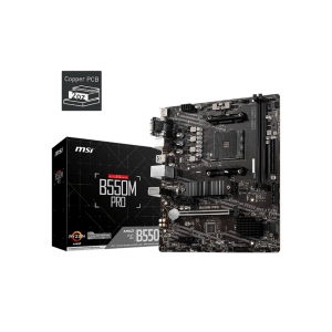 MSI B550M PRO Motherboard AMD Ryzen AM4 DDR4 2x DIMM Slots (Max 64GB) 1x PCI-e 4.0 DP HDMI VGA 1x M.2 4x SATA 6x USB 3.2 Gen 1 6x USB 2.0