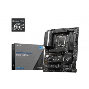 MSI Z690-A PRO Intel LGA 1700 ATX Motherboard, 4x DDR5 ~128GB, 3x PCI-E x16, 6x SATAIII, 4x M.2, 1x USB-C, 3x USB 3.2