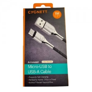 Cygnett Armoured Micro-USB to USB-A Cable (1M) - Black (CY2672PCCAM), Support 2.4A/12W Fast Charging, Durability and Superior Scratch Resistance