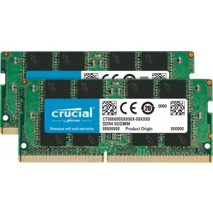 Crucial 32GB (2x16GB) DDR4 SODIMM 2666MHz CL19 1.2V Dual Ranked 2Rx8 Notebook Laptop Memory RAM