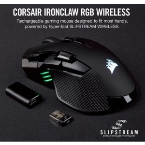Corsair IRONCLAW RGB Wireless, FPS/MOBA 18,000 DPI,  SLIPSTREAM Corsair Wireless Technology Gaming Mouse