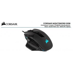 Corsair Nightsword RGB Smart Tunable, FPS/MOBA, 18000 DPI, Gaming Mouse