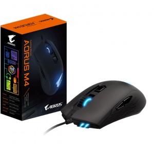 Gigabyte AORUS M4 Optical Gaming Mouse USB Wired 6400 dpi 1000Hz 98g 3D Scroll 50 million click Matte Black RGB Fusion2.0 On-the-fly DPI Adjustment