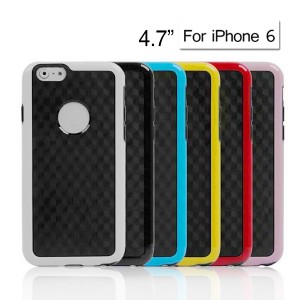 Carbon Fiber Back Cover for 4.7 Inch Apple iPhone 6 (Black/White/Blue/Red/Pink/Yellow)