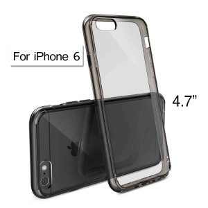 TPU Transparent Hard Case Cover Shell for 4.7 inch Apple iPhone 6 - Smoke Black