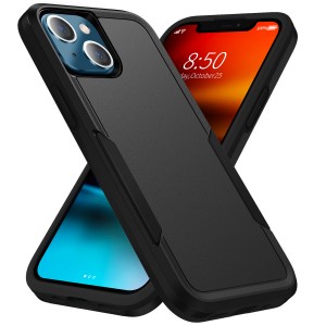 Phonix Apple iPhone 13 Armor Light Case Black - Two Tough Layers, Port Covers, No-Slip Grippy Edges, Durable, Rugged Case, Sleek, Pocket fit
