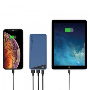 Cygnett ChargeUp Boost 2nd Gen 10K mAh Power Bank - Navy (CY3478PBCHE), 1 x USB-C (15W), 2 x USB-A (12W), USB-C to USB-A Cable (15cm)