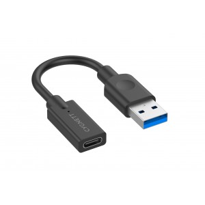 Cygnett Essential 10cm USB-A Male to USB-C Female Cable Adapter - Black (CY3321PCUSA),High speed 5GBPS,Compact, lightweight male to female cable