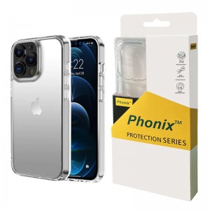 Phonix Apple iPhone 14 Pro Clear Rock Hard Case - Two Tough Layers, Port Covers, No-Slip Grippy Edges, Durable, Rugged Case, Sleek, Pocket fit