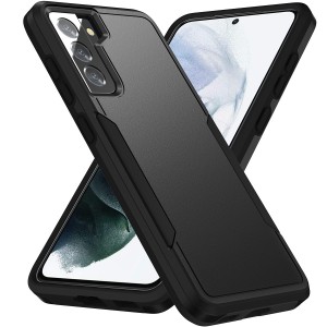 Phonix Samsung Galaxy S21+ Armor Light Case Black - Two Tough Layers, Port Covers, No-Slip Grippy Edges, Durable, Rugged Case, Sleek, Pocket fit