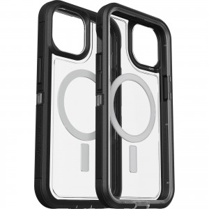 OtterBox Apple iPhone 14 / iPhone 13 Defender Series XT Clear Case with MagSafe - Black Crystal (Clear/Black) (77-90062)