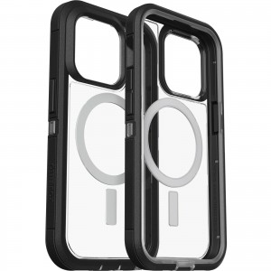 OtterBox Apple iPhone 14 Pro Defender Series XT Clear Case with MagSafe - Black Crystal (Clear/Black) (77-90065), 5x Military Standard Drop Protection