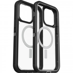 OtterBox Apple iPhone 14 Pro Max Defender Series XT Clear Case with MagSafe - Black Crystal (Clear/Black) (77-90066)
