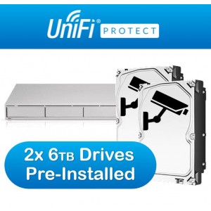 Ubiquiti UniFi Protect Network Video Recorder - 4x 3.5' HD Bays - Unifi Protect Pre Installed - 2x 6TB Surveillance Drives Pre-Installed