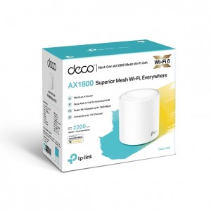 TP-LINK DECO X20(1-PACK) Deco X20 (1-pack)AX1800 Whole Home Mesh Wi-Fi 6 System, Up To 200 sqm Coverage, WIFI6, 1201Mbps @ 5Ghz, 574Mbps @ 2.4 GHz OFDMA, MU-MIMO (WIFI