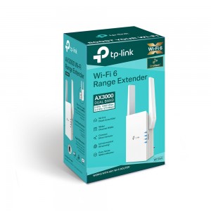 TP-LINK RE705X AX3000 Mesh WiFi 6 Extender 574Mbps@2.4GHz 2402Mbps@5GHz, 1x Gigabit Ethernet Port, 2x External Antennas