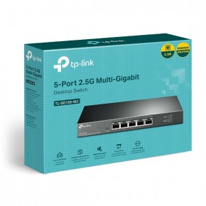 TP-Link TL-SG105-M2 5-Port 2.5G Desktop Switch, Up To 25Gbps of Switching Capacity, 2.5G WiFi 6 AP, 4K Video, Wall-Mountable, Plug and Play, Fanless