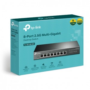 TP-Link TL-SG108-M2 8-Port 2.5G Desktop Switch, Super Fast Connection 2.5G NAS, 2.5G Server, 2.5G WiFi 6 AP, 4K Video, Wall Mountable, Plug and Play