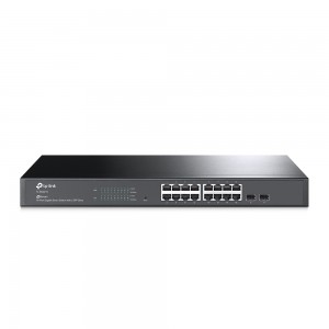 JetStream 16-Port Gigabit Smart Switch with 2 SFP Slots, Support Omada SDN, L2/L3/L4 QoS, Static Routing,Rack Mountable