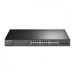 TP-Link TL-SG3428MP JetStream 28-Port Gigabit L2 Managed Switch with 24-Port PoE+ 384 W PoE Budget: 24× 802.3at/af-compliant PoE+ ports,Static Routing
