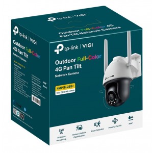 TP-LINK VIGI C540-4G(4MM) VIGI 4MP C540-4G(4mm) Outdoor Full-Color 4G Pan Tilt Network Camera, 4mm Lens, 4G Mobile Networking, Automatic Tracking, 360° Monitoring: