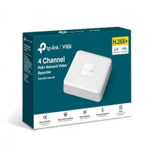 TP-LINK VIGI NVR1104H-4P 4 Channel PoE+ Network Video Recorder, 24/7 Continuous Recording, 4K HDMI Video Output & 16MP Decoding (HDD Not Included)