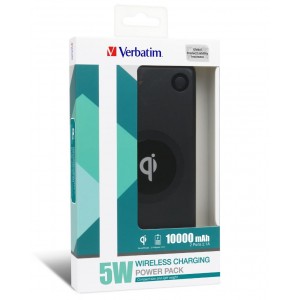 Verbatim Li-polymer Qi 5W Wireless Charging Power Pack 10,000mAh - Black （LS�