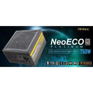 Antec NeoEco 750w 80+ Platinum, Fully Modular, Zero RPM, 28(18+10) pin MBU socket, 120mm Silent Fan, Continuous Power, ATX Power Supply