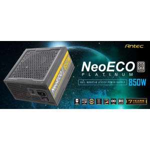 Antec NeoEco 850w 80+ Platinum, Fully Modular, Zero RPM, 28(18+10) pin MBU socket, 120mm Silent Fan, Continuous Power, ATX Power Supply