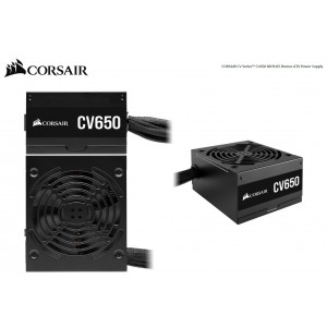 Corsair 650W CV Series CV650 V2, 80 PLUS Bronze Certified, up to 88% Efficiency, 125mm Compact Design, EPS 8PIN x 2, PCI-E x 2, ATX Power Supply, PSU
