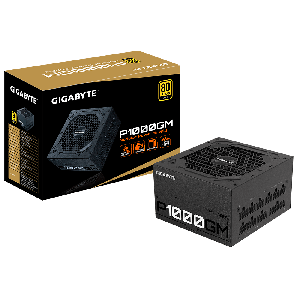 Gigabyte P1000GM 1000W ATX PSU Power Supply, 80+ Gold, Fully Modular, Black Flat Cables, Single +12V Rail, Japanese >100K Hrs