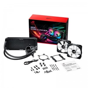 ASUS ROG Strix LC 240 RGB All-in-one Liquid CPU Cooler, Aura Sync, Dual ROG 120mm Addressable RGB Radiator Fans