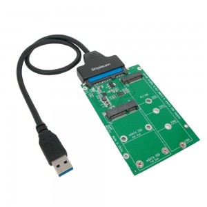 SIMPLECOM SA221 USB 3.0 to mSATA + NGFF M.2 (B Key) SSD 2 in 1 Combo Adapter